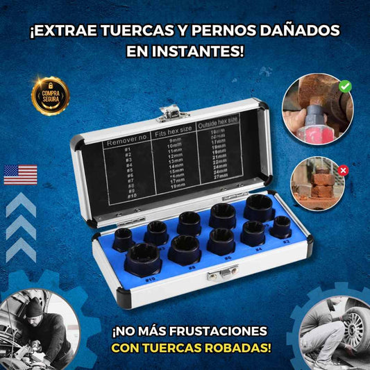 SET EXTRACTOR DE TUERCAS PRO 10Pcs